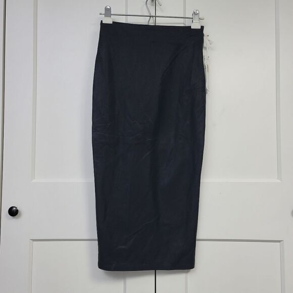 Good American faux leather midi skirt, 0=XS - Picture 3 of 10